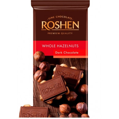 Шоколад экстрачерный с целыми лесными орехами Roshen 90 г